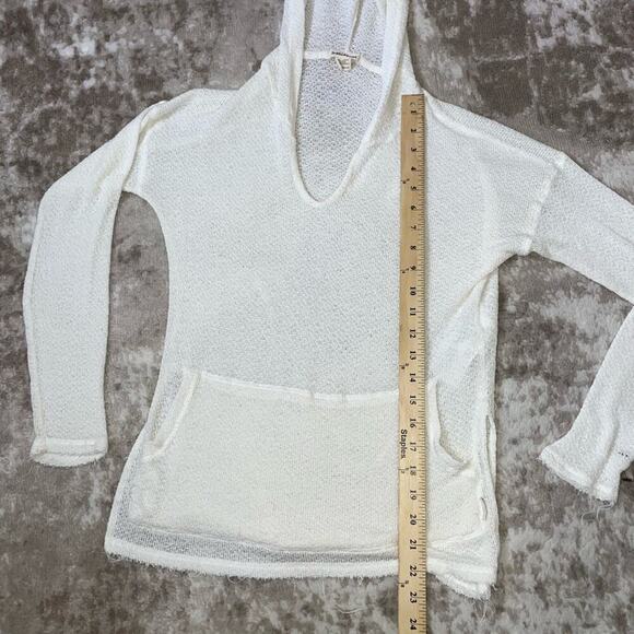 Billabong white loose knit pull over hooded kangaroo pouch SZ XS gauze like - Picture 12 of 13